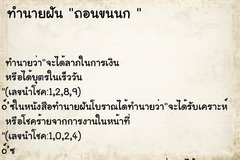 ทำนายฝัน ถอนขนนก 
